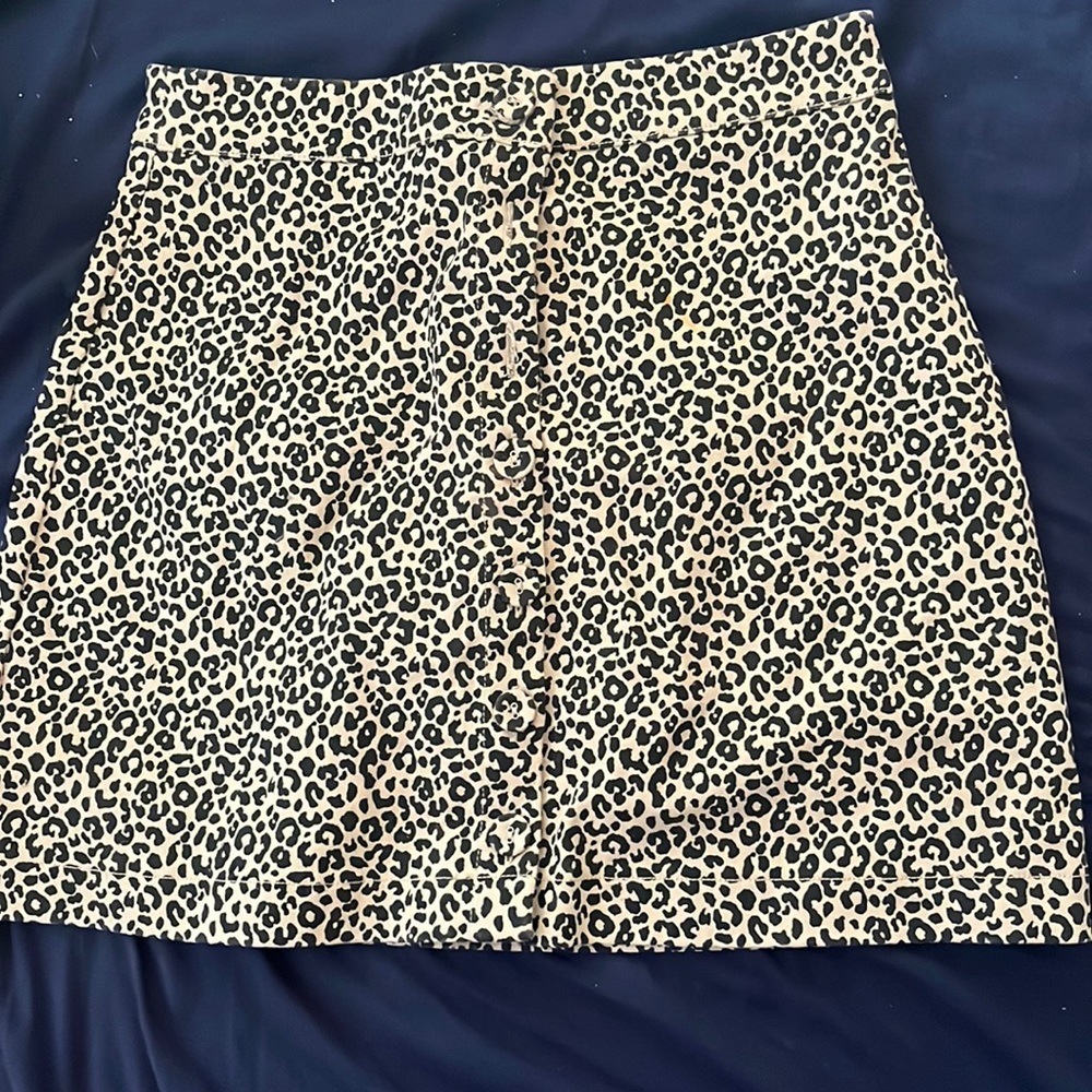 leopard print button up skirt